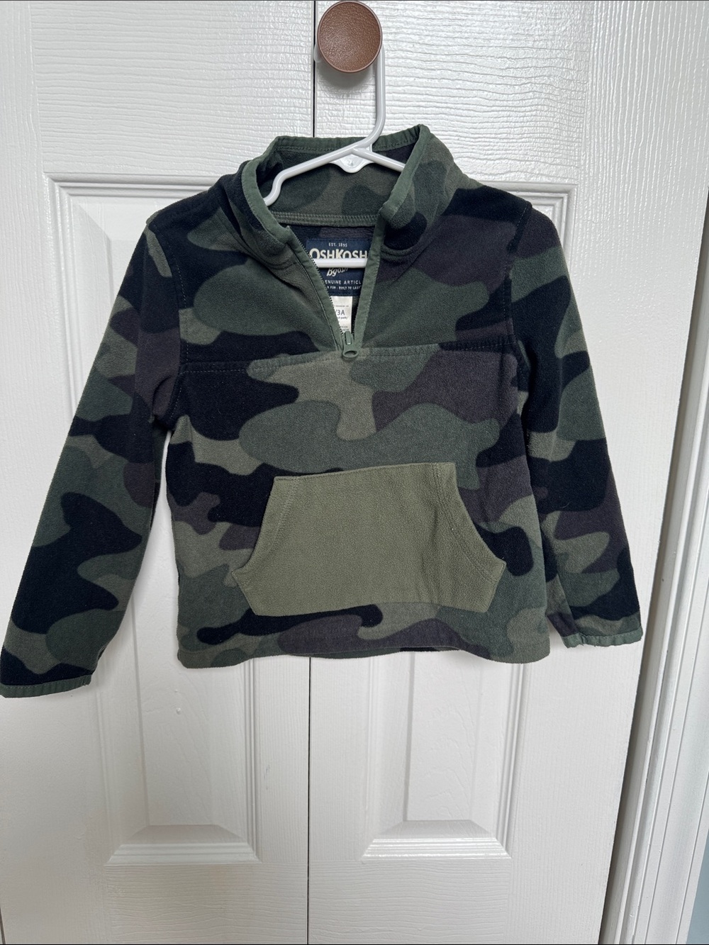 OshKosh B'gosh Green Camo Quarter-Zip Fleece Pullover